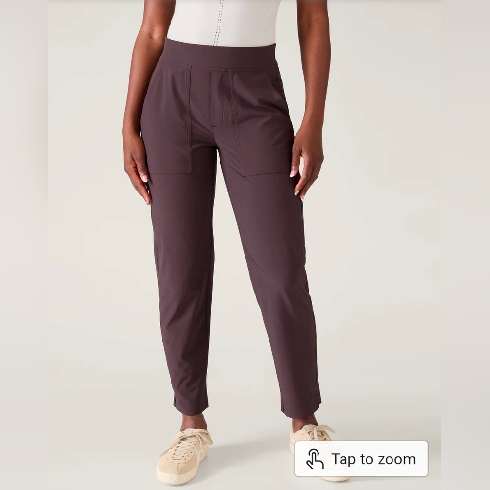 Athleta Brooklyn Mid-Rise Ankle Utility Pants Dark Purple Zip Pocket Activewear